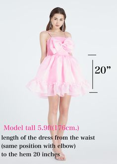 "SGinstar Kristy sweet pink bow mini dress cocktail party dress -Made to order for every sizes -For the perfect dress and fast ship please give me your size ( bust, waist and hips) -Please check my sizes chart before ordering -Dress made with polyester organza fabric -back size has a zipper -a straps can be take off -Color: more than 18 colors -Dry clean only SGinstar Size Guide UK4/US0/EU32/AU4 Bust 31\"(78cm.) Waist24\"(60cm.) Hips33\"(83.5cm.) UK6/US2/EU34/AU6 Bust32\"(80.5cm.) Waist25\"(63cm Luxury Organza Mini Dress For Cocktail, Luxury Pink Mini Dress For Brunch, Luxury Pink Organza Mini Dress, Luxury Pink Mini Dress For Wedding, Cheap Pink Dress With Bow, Luxury Organza Mini Dress For Prom, Pink Mesh Bow Dress, Luxury Pink Mini Dress With Bow, Luxury Pink Knee-length Mini Dress