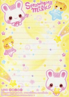 a yellow and pink stationery with two teddy bears on the front, one bear holding a star