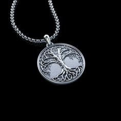 Scandinavian Yggdrasil Silver Viking Pendant, the World Tree or Tree Of Life. Item details: * Pendant Dimentions : 1.37 inch x 1.37 inch (3.5 cm x 3.5 cm) * 925K Sterling Silver * Chain + Pendant Weight: 13-15 grams Symbolic Silver Tree Of Life Jewelry, Symbolic Silver Jewelry With Tree Of Life, Symbolic Silver Necklace With Tree Of Life, Personalized Silver Nature-inspired Jewelry, Silver Tree Of Life Round Pendant Necklace, Spiritual Sterling Silver Jewelry With Tree Of Life, Tree Of Life Pendant For Jewelry Making, Tree Of Life Jewelry For Jewelry Making, Nature-inspired Engraved Round Jewelry