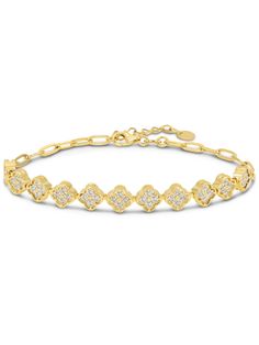 DEVATA Cubic Zirconia Clover Paperclip Chain Bracelet crafted in solid 14K yellow gold. ★ ITEM DESCRIPTION ★     - Code: CRHY7855PCCZ     - Item Condition: New with Devata Tag.     - Quantity: 1 piece of Bracelet.     - Brand: DEVATA®     - Material: Crafted in 14K gold, stamped 14K to certify solid 14K Gold with Cubic Zirconia.     - Bracelet dimension Clover charm approx. 6x6mm.     - Link Type: Paperclip solid chain, not a hollow construction chain.     - Closure: Lobster clasp closure.     - Devata Jewelry, Clover Charm, Bracelet Women, Bracelet Crafts, Dangle Charms, Chain Link Bracelet, Paper Clip, Bracelet Sizes, Womens Bracelets