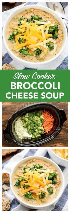 broccoli cheese soup in a white bowl