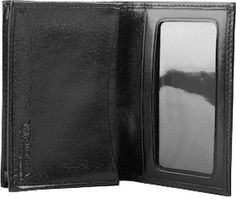 Black Business Trifold Wallet With Card Slots, Business Trifold Wallet With Interior Card Slots, Classic Bifold Card Holder With Id Window, Classic Trifold Card Holder With Id Window, Formal Wallets With Id Window, Formal Wallet With Id Window, Formal Trifold Wallet With Id Window, Formal Black Trifold Wallet With Id Window, Business Compact Card Holder With Coin Pocket