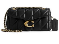 COACH Quilted Tabby Shoulder Bag 20 with Chain - Shoulder Handbags : Black 1 : Please Note: COACH items cannot be shipped to military addresses (APO or FPO) and addresses in Hawaii, the Virgin Islands, Guam or any other locations outside of the continental US. Get a smashing look carrying the COACH Quilted Tabby Shoulder Bag 20 With Chain. This handbag features allover quilting detailing, push-lock closure, and sleek metal brand logo on the front. It is crafted with leather lining. Leather construction. One chain crossbody strap. Two main compartments. One interior slip pocket with magnetic snap detailing. One exterior slip pocket. Imported. Tabby Shoulder Bag, Coach Tabby, The Virgin Islands, Handbags Black, Back Bag, Virgin Islands, Black Handbags, Crossbody Strap, Coach Handbags