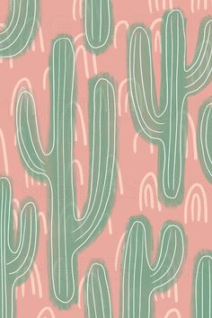 a pink background with green cactuses on it