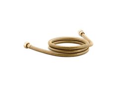 a brass colored hose on a white background