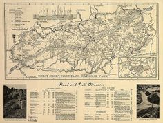 an old map of the great smoky mountains school of park, with information about it