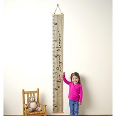 Track your child's height with this Sentiment Ruler Growth Chart. It will add a touch of nostalgia to your home decor and stir up fond memories in later years. The flexible banner has a wood accent at the top and bottom, along with a hanger. Rolls up for storage. Growth Chart Ruler Diy, Wall Height Chart, Height Chart For Kids, Ruler Growth Chart, Nursery Diy Projects, Height Ruler, Growth Ruler, Growth Chart Wood, Kids Growth Chart