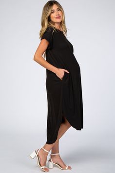 Black Ribbed Curved Hem Maternity Midi Dress – PinkBlush Modest Short Sleeve Maternity Dress, Stretch Dress With Pockets And Short Sleeves, Solid Color Short Sleeve Maternity Dresses, Short Sleeve Maxi Dress For Maternity, Maternity Maxi Dress With Short Sleeves, Short Sleeve Stretch Maternity Dresses, Short Sleeve Maternity Stretch Dresses, Stretch Maternity Dress With Short Sleeves, Maternity Stretch Dresses With Short Sleeves