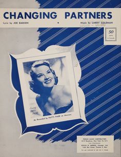 an old sheet music cover with a woman's face in the center and text that reads changing partners