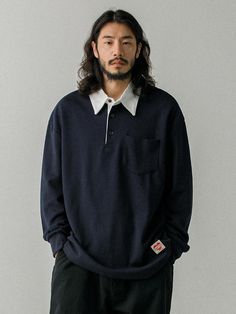 Composition : 58% cotton 42% polyesterColor : Navy_(1), Navy_(2)Country of Origin : KOREA Collar T Shirt, Collar Tshirt, Oversized Fits, Composition, Top Outfits, Mens Outfits, Navy, Collar, T Shirt