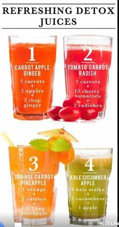 I think I'll try 1 & 3... What's your Fix? Healthy Cleanse, Easy Juice Recipes, Detox Juice Recipes, Juicy Juice, Cleanse Detox, Smoothie Detox, Juicer Recipes