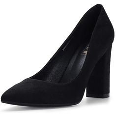 Color: Black Suede Material: Synthetic Sole Features: Slender Silhouette With Sexy Pointed Toe And High Chunky Heels Give You A Few Inches Boost To Your Frame And Elongate Your Legs, Classic Solid Color. Heel Measures Approximately 4". Slip On Closure. Sizes: 5, 10, And 11 Only Item # Mi1143 Sleek Block Heels For Night Out, Elegant Fitted Block Heels For Night Out, Black Party Block Heels With Deep Heel Cup, Suede Block Heel Heels For Night Out, Suede Block Heel Shoes For Night Out, Elegant Block Heels With Reinforced Heel For Night Out, Black Chic Fitted Block Heels, Black Evening Block Heels, Fitted Black Block Heels For Evening