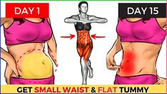 an image of a woman showing how to get small waist and flat tummy muscles