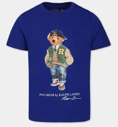 T-shirt made of cotton Crew neck Short sleeves Polo Bear print on the front Straight hem Regular fit Blue Made in Turkey Composition: 100% cotton Polo R, Ralph Lauren Logo, Polo Bear, Kenzo Kids, Equestrian Style, Stella Mccartney Kids, Bear Print, Bear Pattern, Gorgeous Bags