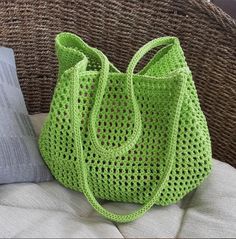 Beachbag / marketbag cotton crochet bag , washable Lightweight Tote Crochet Bag For Shopping, Lightweight Crochet Shopping Tote Bag, Lightweight Crochet Tote Bag For Shopping, Knitted Tote Beach Bag For Vacation, Green Crochet Tote Straw Bag, Green Crochet Straw Tote Bag, Green Crochet Beach Bag For Daily Use, Eco-friendly Green Crochet Shopping Bag, Green Casual Crochet Beach Bag