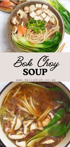 Bok Choy Soup Ginger Broth, Asian Soup Recipes, Warm Soup Recipes, Easy Vegan Lunch, Tofu Soup, Garlic And Ginger, Bariatric Eating, Vegan Lunch Recipes, Vegan Lunches