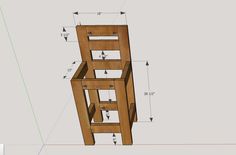 an image of a wooden chair with measurements