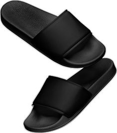 Black Slip-resistant Sandals With Round Toe, Slip-resistant Round Toe Slides In Solid Color, Black Summer Slides With Rubber Sole, Black Slip-resistant Slip-on Slippers, Black Slip-on Slippers With Rubber Sole, Black Slip-on Slippers With Removable Insole, Black Rubber Sole Flat Flip Flops, Comfortable Black Slippers With Rubber Sole, Comfortable Black Slip-on Flip Flops