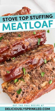 A must-try weeknight dinner for family! This meat main dish features a stove top stuffing recipe. Smothered in BBQ sauce, this meatloaf with stuffing is so good! Meatloaf With Stuffing, Stuffing Meatloaf, Stove Top Stuffing Meatloaf, Stove Top Stuffing Recipes, Dinner For Family, Stove Top Stuffing, Ground Beef Recipes Mexican