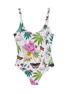 Get it wet. Our Botanical Scoop Neck One Piece is the most flattering one piece you can seamlessly wear from beach to bar. Features deep scoop front and back. Cut from Italian stretch fabric that holds you in and flatters your figure. Fully lined. Pair it with the Angel Sleeve Robe. Summer Bodysuit With Built-in Bra For Vacation, Summer Tropical Print Poolside Bodysuit, Summer Tropical Print Bodysuit For Pool, Scoop Neck Swimwear With Built-in Bra For Beach Season, Summer Tropical Stretch Bodysuit, Tropical Stretch Bodysuit For Summer, Summer Beachwear Bodysuit With Built-in Bra, Summer Vacation Bodysuit With Built-in Bra, Beachy Sleeveless Seamless Swimwear