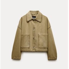 New Zara Overshirt With Topstitching Zw Collection Sz M Ss24 Tan Brown Wind Jacket, Black Denim Jacket, Oversized Jacket, Zara Jackets, Zara Woman, Short En Jean, Skorts, Swimwear Accessories, Trouser Jeans