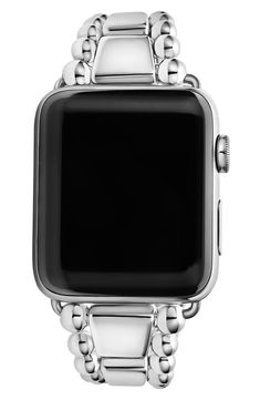 Turn your Apple Watch into a piece of fine jewelry with this band featuring sterling silver and signature Caviar beading. Compatible with 42mm Apple Watch (not included) Sterling silver Imported Modern Double Band Bracelet Watch Strap, Silver Timeless Bracelet Strap Watch Bands, Timeless Silver Bracelet Strap Watch Band, Timeless Silver Watch Band With Bracelet Strap, Luxury Adjustable Watch Band With Stainless Steel Clasp, Timeless Adjustable Silver Apple Watch Band, Timeless Silver Adjustable Apple Watch Band, Elegant Apple Watch Band With Double Bracelet Strap, Elegant Silver Adjustable Apple Watch Band