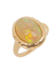 The name opal evolved from the Roman word "opalus" which traces its roots from the Greek's "opallios " meaning to see a change of color. This Greek word is likewise a revision of the ancient Indian Sanskrit's "upala " which means precious stone. The development of this gemstone started millions of years ago when a mixture of silica and water flowed into cracks and holes in the ground. Over time it hardened and solidified to turn into opal.Gemstone - Opal (Composition - Natural, Enhancement - No 10k Gold Ring, Ethiopian Opal Ring, Meditation Rings, Wear Necklaces, Geometric Ring, Geometric Necklace, 14k Gold Ring, Opal Ring, Gemstone Engagement Rings