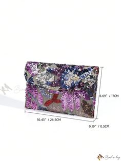 Bird in Bag - Glittering Floral Embellishment Envelope Clutch Handbag for Women Floral Embellishment, Envelope Clutch Bag, Chain Pattern, Handbag For Women, Envelope Clutch, Bird In Bag, Bag Bag, Square Bag, Clutch Handbag