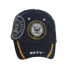 Represent the United States Navy with this adjustable hat with custom military design. Size: One Size.  Color: Blue.  Gender: unisex.  Age Group: adult. Navy Military Cap, Shadow Embroidery, Military Hats, Military Design, Military Hat, United States Navy, Blue Gender, Adjustable Hat, Cloth Bags