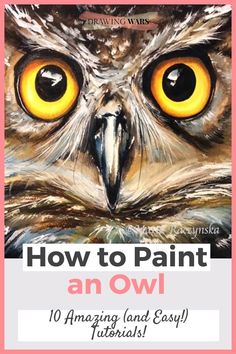 an owl's face with the words how to paint an owl