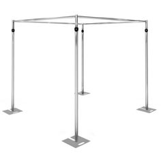 an open metal structure with two poles and one pole attached to the top, on a white background