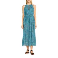 Ulla Johnson "Cora" coverup in an airy cotton-blend fabric trimmed with glossy bead accents High neckline with optional self-ties  Sleeveless Adjustable drawstring waistband  Hem falls below the knee Slipover style  Cotton/viscose Dry clean Imported Sleeveless Beach Maxi Dress With Elastic Waistband, Sleeveless Beachwear Dresses With Drawstring, Sleeveless Maxi Dress With Elastic Waistband For Beach, Flowy Maxi Dress With Drawstring, Sleeveless Maxi Dress With Elastic Waistband For Vacation, Vacation Sleeveless Maxi Dress With Elastic Waistband, Summer Beach Midi Dress With Drawstring, Sundress With Drawstring In Maxi Length, Drawstring Sundress Maxi Length