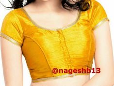 This is Yellow Color Ready to Wear Saree Blouse. Item is made in Dupion Silk with soft cotton lining Size available from Bust 32 to Bust 50.  This is Front open and Not Padded Blouse. The blouse size is based upon bust all round measurement, for example if your bust size is 41 or 42 inches please select 42 bust from our store All blouses have two inches margin which can be opened for further adjustments   We can do any type of alteration like short sleeves or long sleeves etc Please Note - Color Blouse Design For Pattu Saree, Short Sleeve Saree Blouse, Yellow Saree Blouse, Sleeve Saree Blouse, Saree Blouse Design, Traditional Silk Saree, Padded Blouse, Yellow Saree, Ready To Wear Saree