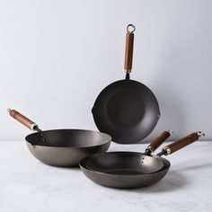 Ginkgo Japanese Carbon Steel Frying Pan, Deep or Shallow, 3 Sizes Carbon Steel Pan, Kitchen Pans, Pan Frying, Battered Fish, Kitchen Necessities, Unique Gadgets, Cooking Pan, Oven Range