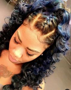 Curly Black Updo Hairstyles, Twist Half Up Half Down Black Women, New Orleans Hairstyles, Curled Ponytail, Weave Ponytail Hairstyles, Black Ponytail Hairstyles, Quick Weave Hairstyles