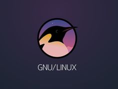 the logo for gnu linux with a penguin on it's head and mountains in the background