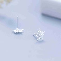 material：925 silver size: chain length 44cm charm 1.1cm 0.6g Silver Snowflake Cubic Zirconia Earrings, Sterling Silver Snowflake Earrings, Snowflake Jewelry, Snowflake Necklace, Snowflake Earrings, Silver Snowflakes, Earring Post, Ear Stud, Beaded Animals