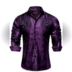 New Dibangu Mens Silk Paisley Dress Shirts, Long Sleeve Button Down Shirt Casual Regular Fit Shirt For Men Wedding Party. Silk & Polyester (Unique Style) Unique Paisley Design And Jacquard Woven Craft Add Elegance To Dibangu Mens Purple Dress Shirt,Make You Confident, Elegant And Attractive.It's Exquisite Gift For Father's Day, Christmas Day, Valentine's Day, New Year, Anniversary, Birthday Ect [Material And Craft) 2000 Stitches Jacquard Woven Craft, High-Density Fabric Makes Mens Purple Button Silk Shirt Men, Floral Silk Shirt, Shirts For Men Designer, Burgundy Shirt, Paisley Shirt, Purple Paisley, Novelty Shirts, Casual Long Sleeve Shirts, Fitted Dress Shirts