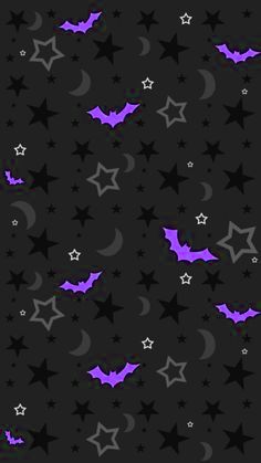 bats and stars on a black background