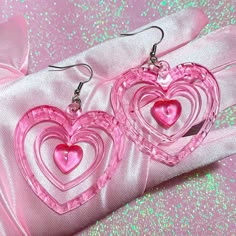 Size: Standart Y2k Earrings, Pink Heart Earrings, Pink Y2k, Y2k Pink, Heart Shaped Earrings, Girls Earrings, Y2k Aesthetic, Pretty Jewellery, Heart Earrings