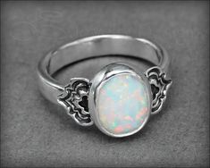 Art Deco Style Oval Opal Ring - LE Jewelry Designs Oval Opal Ring, Lauren Elizabeth, Synthetic Opal, Ring Sizer, Opal Ring, Art Deco Style, Ring Sterling Silver, Handmade Sterling Silver, Opal Rings