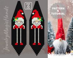 the pattern and instructions for this christmas gnome earrings