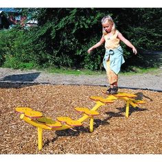 Practice balance and agility on Kidstuff Playsystems challenge walk. Frame is powder-coated, galvanized steel; steps are high-density, UV resistant and polyethylene. | Kidstuff Playsystems, Inc. Challenge Walk Metal, Size 96.0 W x 24.0 D in | Wayfair Outdoor Play Spaces, Commercial Playground Equipment, Kids Outdoor Play, Outdoor Classroom, Landscape Plan, Backyard Playground, Outdoor Movie, Kids Play Area, Outdoor Playground