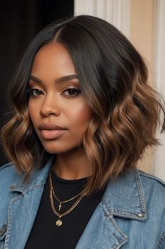 Waves Bob Black Women Natural Hair, Black Layered Bob Hairstyles, Bob Black Women, Short Curly Crochet Hair, Fluffy Bob, Black Women Natural Hair, Bob Hairstyles For Black Women, Bob Black, Bob Cut Wigs