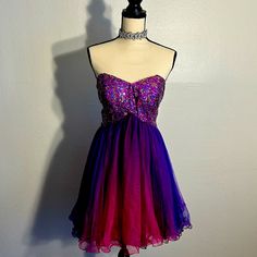 New Without Tags Never Been Worn Model Chest Size: 33.5” Model Waist: 25.5” Model Hip: 35” Model Shoulder To Waist: 12.5” Dress Will Come With Security Seals. Happy To Answer Any Questions Before Purchasing. Accessories (Neck Band) Not Included. Purple Mini Dress With Fitted Bodice For Homecoming, Homecoming Purple Mini Dress With Fitted Bodice, Purple Homecoming Mini Dress With Fitted Bodice, Purple A-line Dress For Night Out, Purple Fitted Bodice Mini Dress For Prom, Purple Knee-length Prom Dress, Multicolor Cocktail Dress For Prom Season, Multicolor Prom Dress For Party Season, Purple Homecoming Dress For Party Season