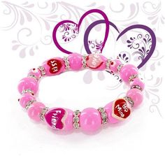 Valentines Bracelet - Heart Bracelet For Women - Mothers Day Bracelet - Birthday Jewelry Gifts For Her - Pink Glass Beaded Bracelet - 2 Size Heart Bracelets, Valentines Bracelets, Glass Beaded Bracelet, Birthday Jewelry, 3d Hand, Painted Hearts, Bracelet Heart, Face Earrings, Bracelet Diy