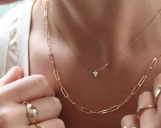 Cluster Necklace in 14k Gold / Diamond Cluster Necklace / - Etsy India Gift Diamond Cut Link Necklace, Fine Jewelry Link Diamond Necklace As A Gift, Fine Jewelry Link Diamond Necklace Gift, Cluster Necklace, Diamond Cluster, Last Minute Gifts, Layered Necklaces, Gold Diamond