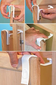 the instructions for how to use an adjustable cabinet door handle with no screws on it