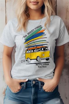 The Endless Summer, Pacific Ocean Wave Team Graphic TeeVan, Hippie, Surf, Vintage, Retro, California, Outdoor.Bella Canvas or Similar Quality, Unisex Fit, True FitIt features a Crew Neck Short Sleeves and is Designed with Superior Combed and Ring-Spun Cotton.Water Base Ink (Eco-Friendly) High-Quality Print and Soft Touch.Fabric Contents: 100% Airlume combed and ring-spun cotton Gray Summer Tops With Front Print, Summer Gray Tops With Front Print, Gray Tops With Front Print For Summer, Valentines Graphic Tee, California Outdoor, Surf Vintage, The Endless Summer, Summer Graphic Tee, Sweater Hat