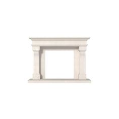 a white fireplace surround with columns on each side